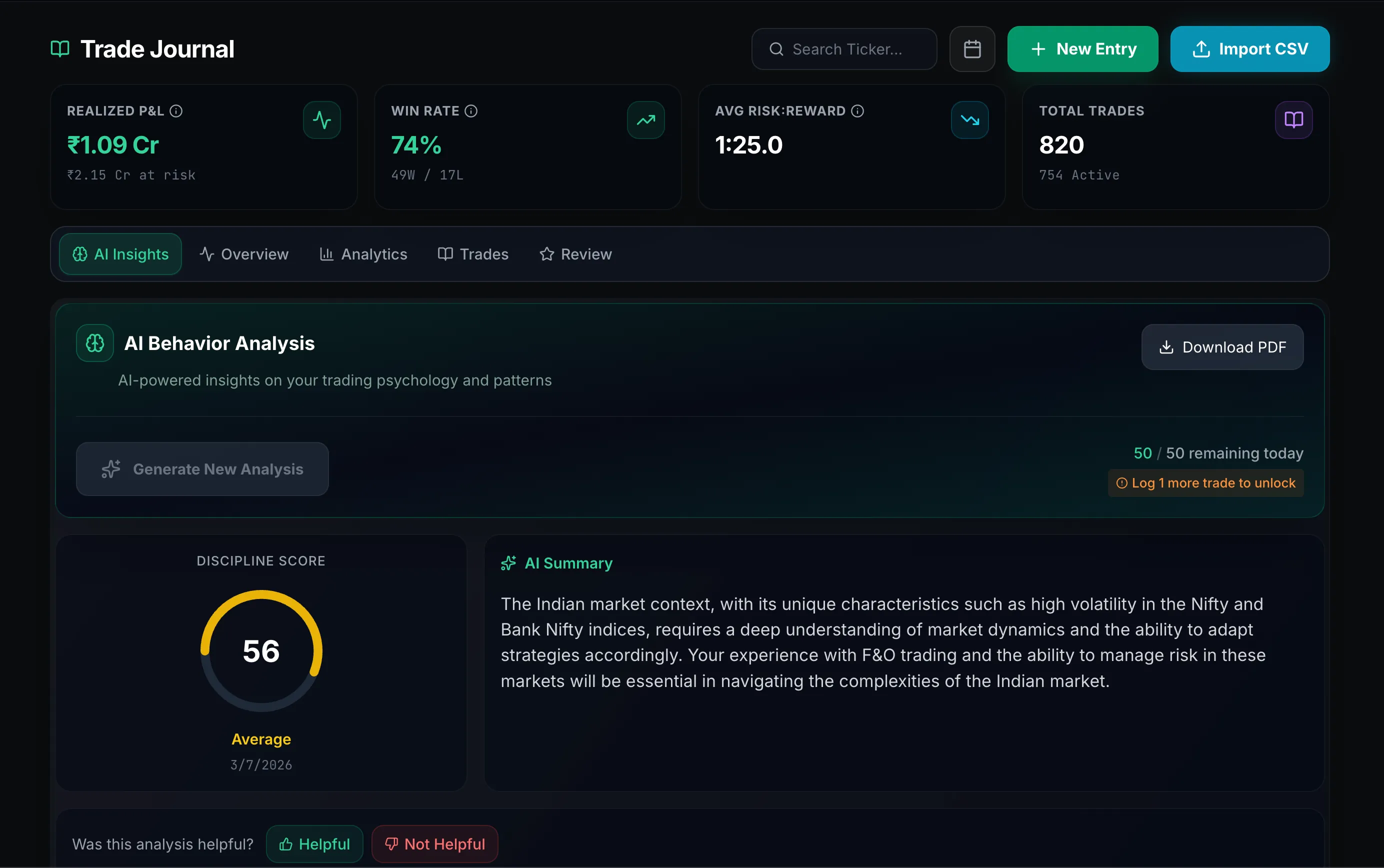 AI-Powered Trade Journal
